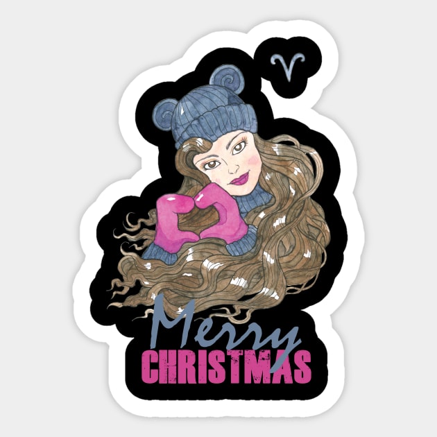 Merry Christmas Aries Winter Holidays Sticker by Fun Planet